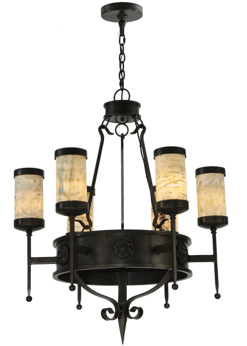 Meyda Tiffany 135392 Six Light Chandelier, Gilded Tobacco