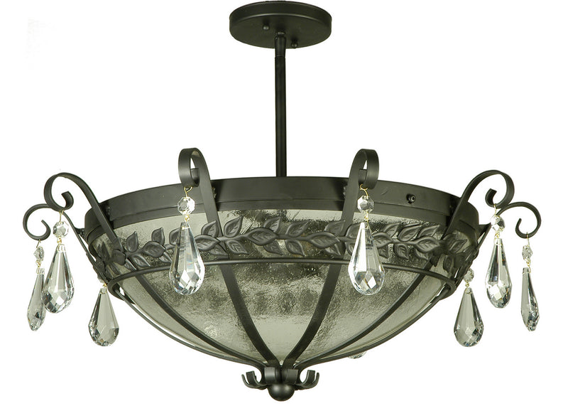 Meyda Tiffany 135848 Three Light Semi-Flushmount, Blackwash