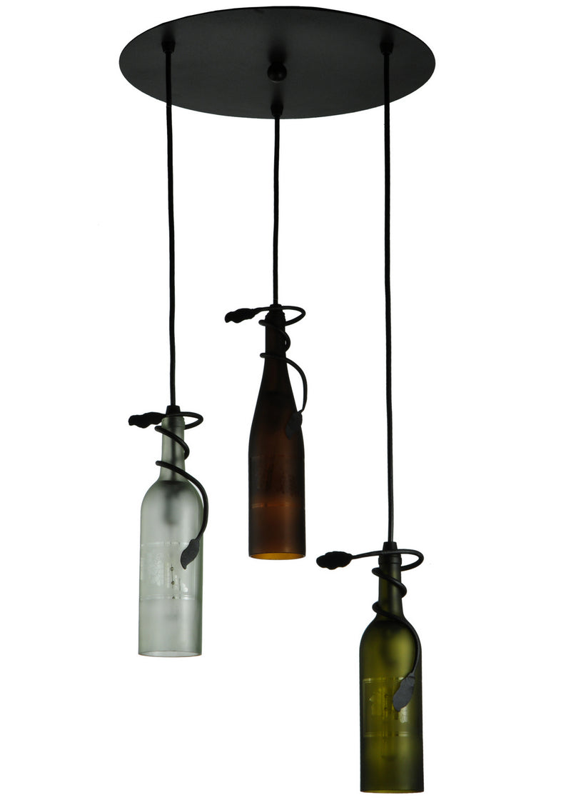Meyda Tiffany 136534 Three Light Pendant, Black Metal