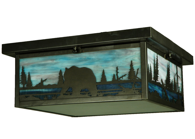 Meyda Tiffany 136988 Two Light Flushmount, Craftsman Brown