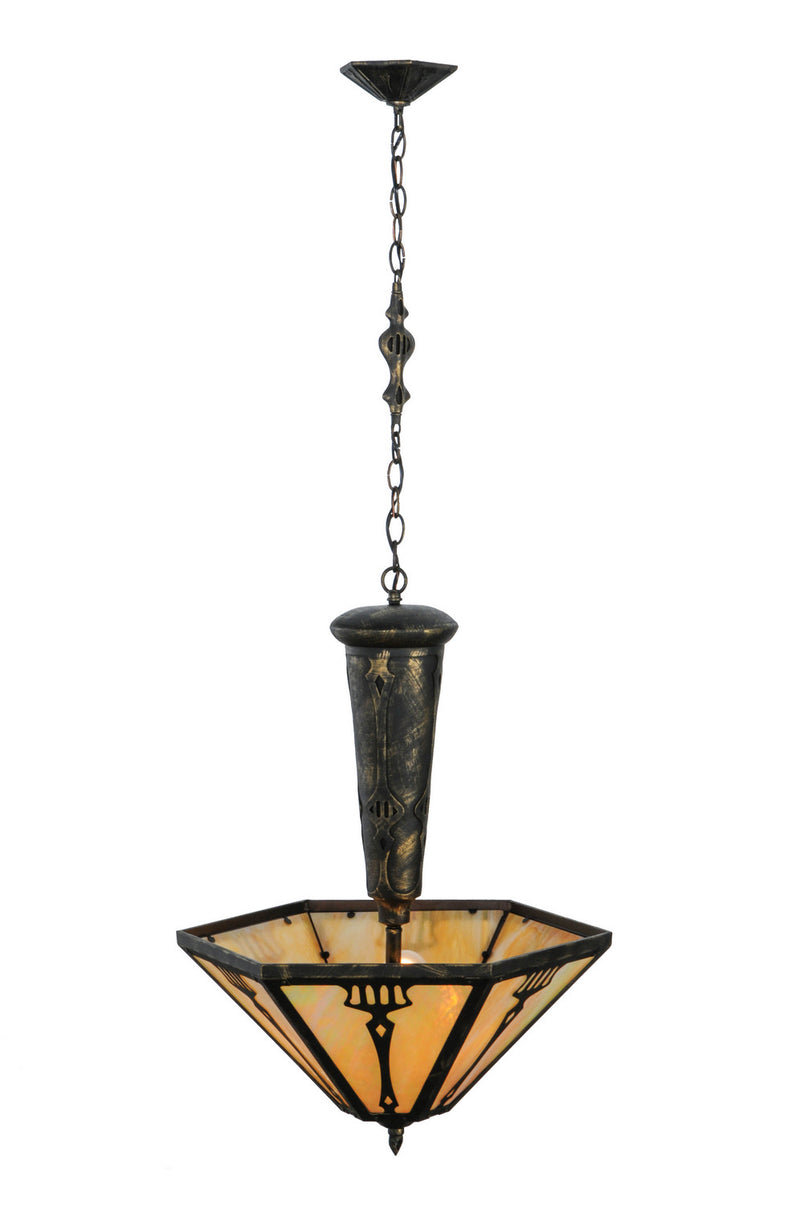 Meyda Tiffany 139494 Three Light Inverted Pendant, Antique Black