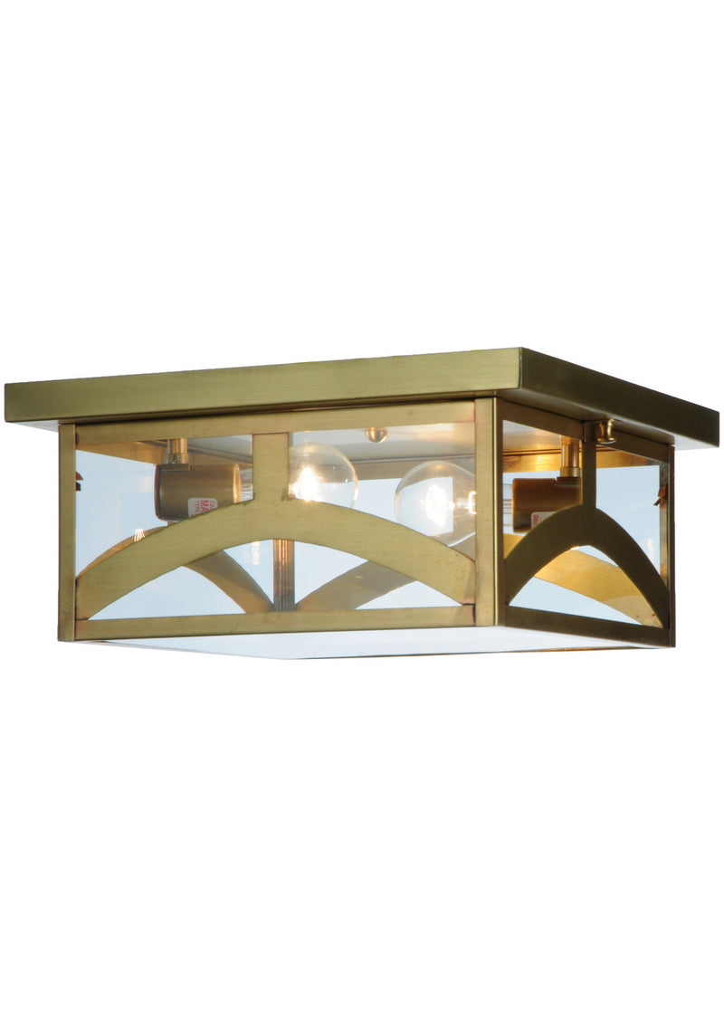 Meyda Tiffany 140498 Two Light Flushmount, Satin Brass