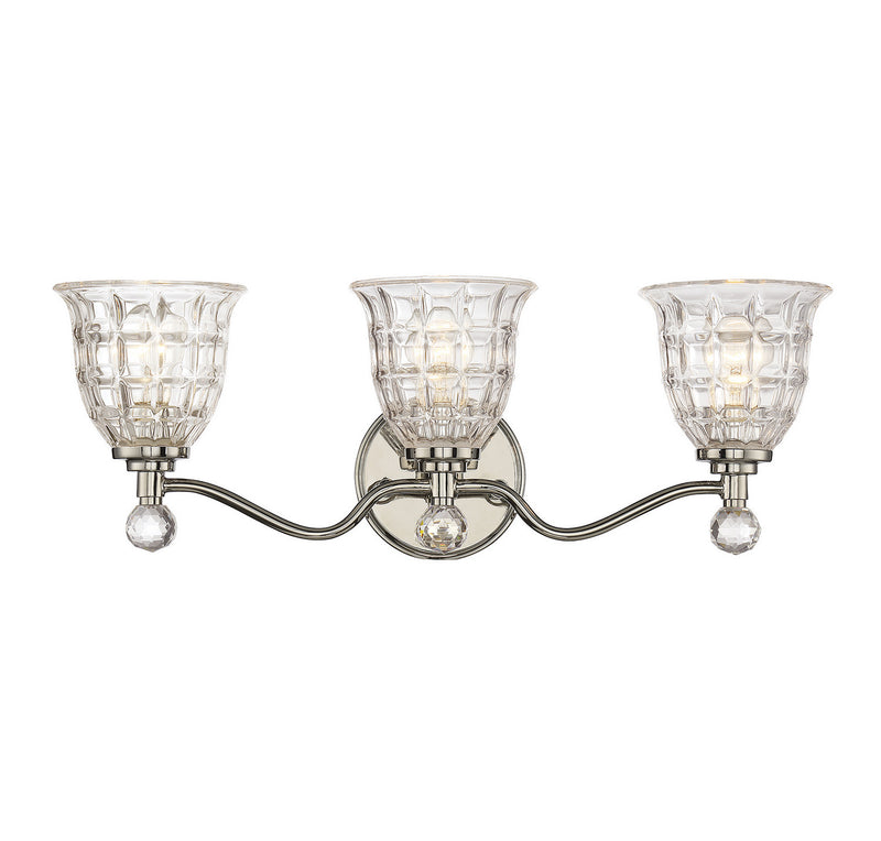 Savoy House 8-880-3-109 Three Light Bath Bar, Polished Nickel