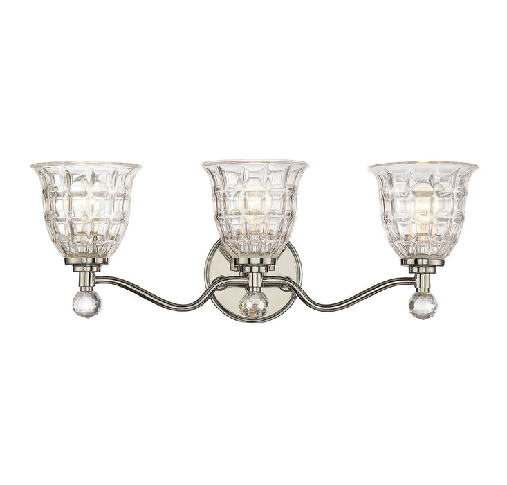 Savoy House 8-880-3-109 Three Light Bath Bar, Polished Nickel