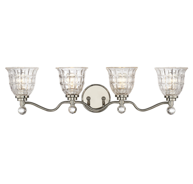 Savoy House 8-880-4-109 Four Light Bath Bar, Polished Nickel