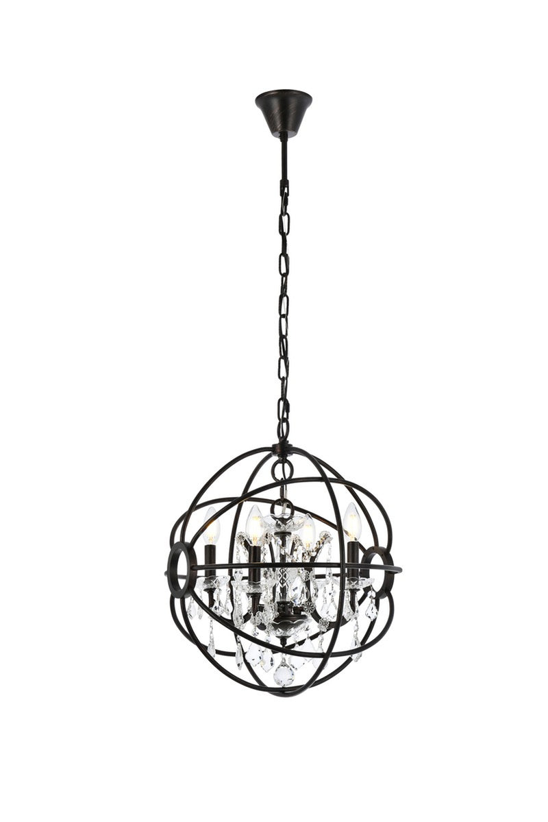 Elegant Lighting 1130D17DB/RC Four Light Pendant, Dark Bronze