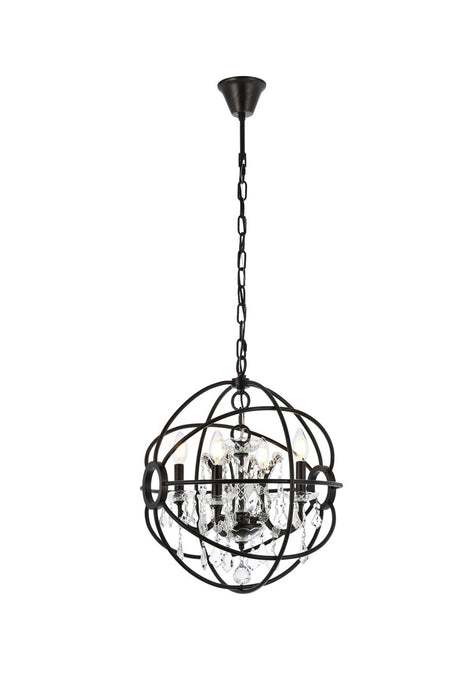 Elegant Lighting 1130D17DB/RC Four Light Pendant, Dark Bronze