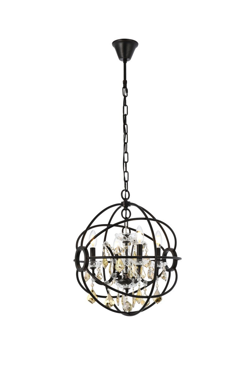 Elegant Lighting 1130D17DB-GT/RC Four Light Pendant, Dark Bronze