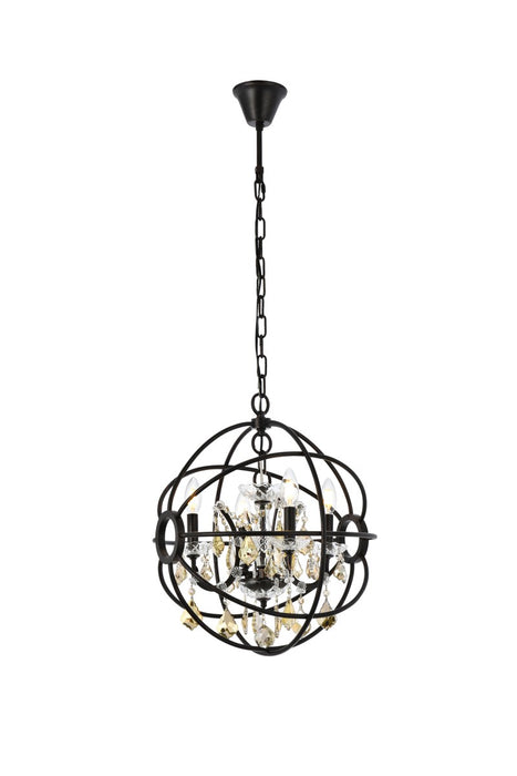 Elegant Lighting 1130D17DB-GT/RC Four Light Pendant, Dark Bronze