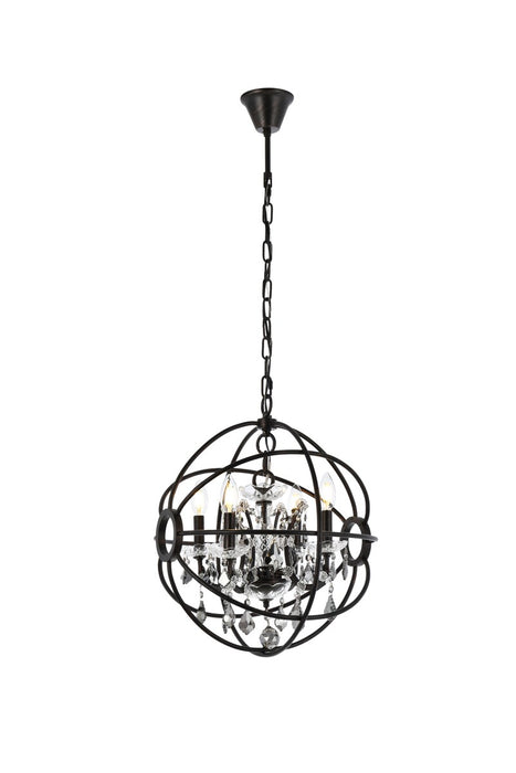 Elegant Lighting 1130D17DB-SS/RC Four Light Pendant, Dark Bronze
