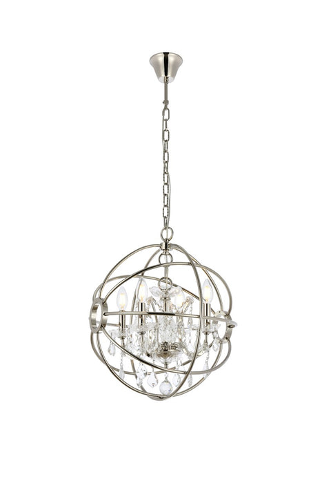 Elegant Lighting 1130D17PN/RC Four Light Pendant, Polished Nickel