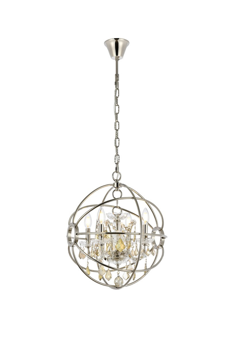 Elegant Lighting 1130D17PN-GT/RC Four Light Pendant, Polished Nickel