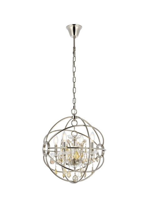 Elegant Lighting 1130D17PN-GT/RC Four Light Pendant, Polished Nickel