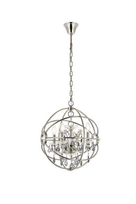 Elegant Lighting 1130D17PN-SS/RC Four Light Pendant, Polished Nickel