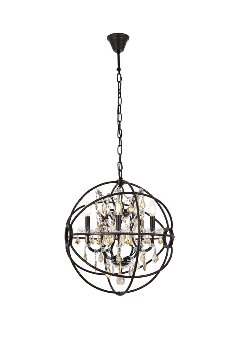 Elegant Lighting 1130D20DB-GT/RC Five Light Pendant, Dark Bronze