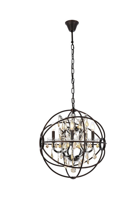 Elegant Lighting 1130D20DB-GT/RC Five Light Pendant, Dark Bronze