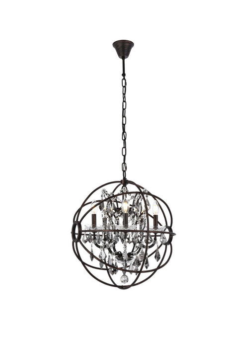 Elegant Lighting 1130D20DB-SS/RC Five Light Pendant, Dark Bronze
