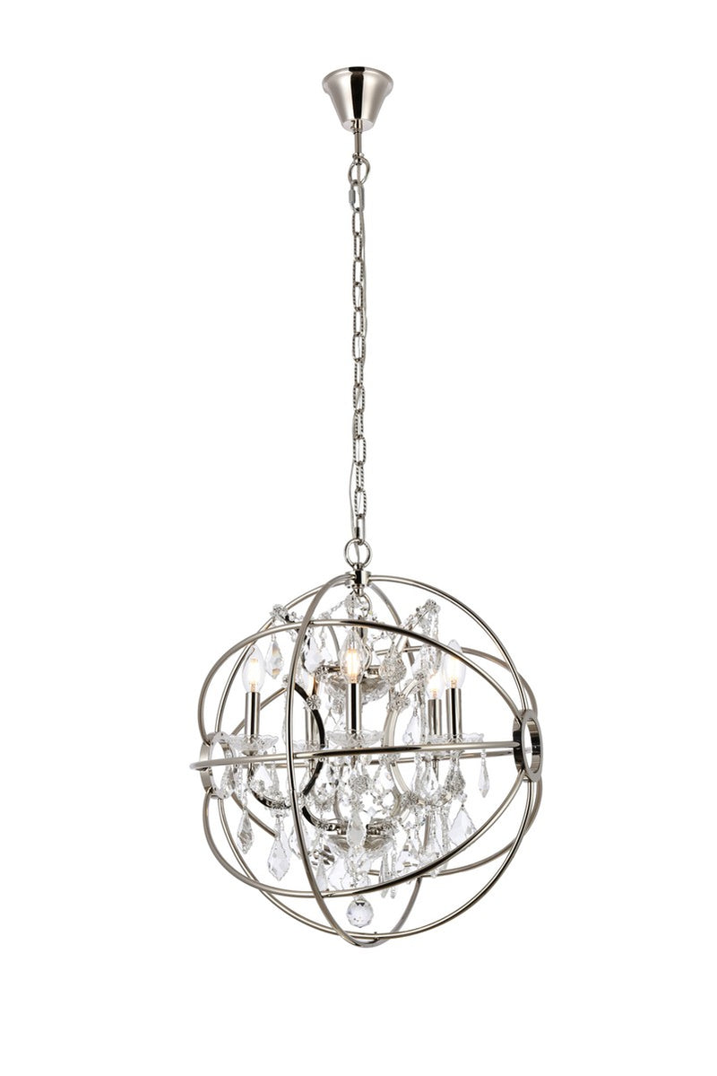 Elegant Lighting 1130D20PN/RC Five Light Pendant, Polished Nickel