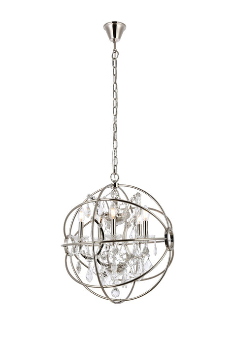 Elegant Lighting 1130D20PN/RC Five Light Pendant, Polished Nickel