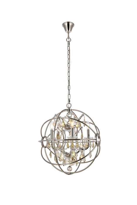 Elegant Lighting 1130D20PN-GT/RC Five Light Pendant, Polished Nickel