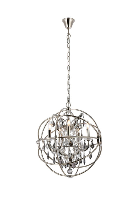 Elegant Lighting 1130D20PN-SS/RC Five Light Pendant, Polished Nickel