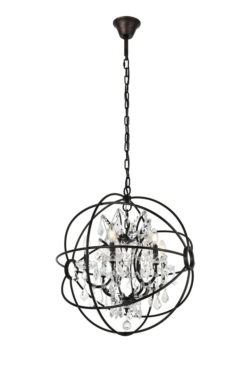 Elegant Lighting 1130D25DB/RC Six Light Chandelier, Dark Bronze