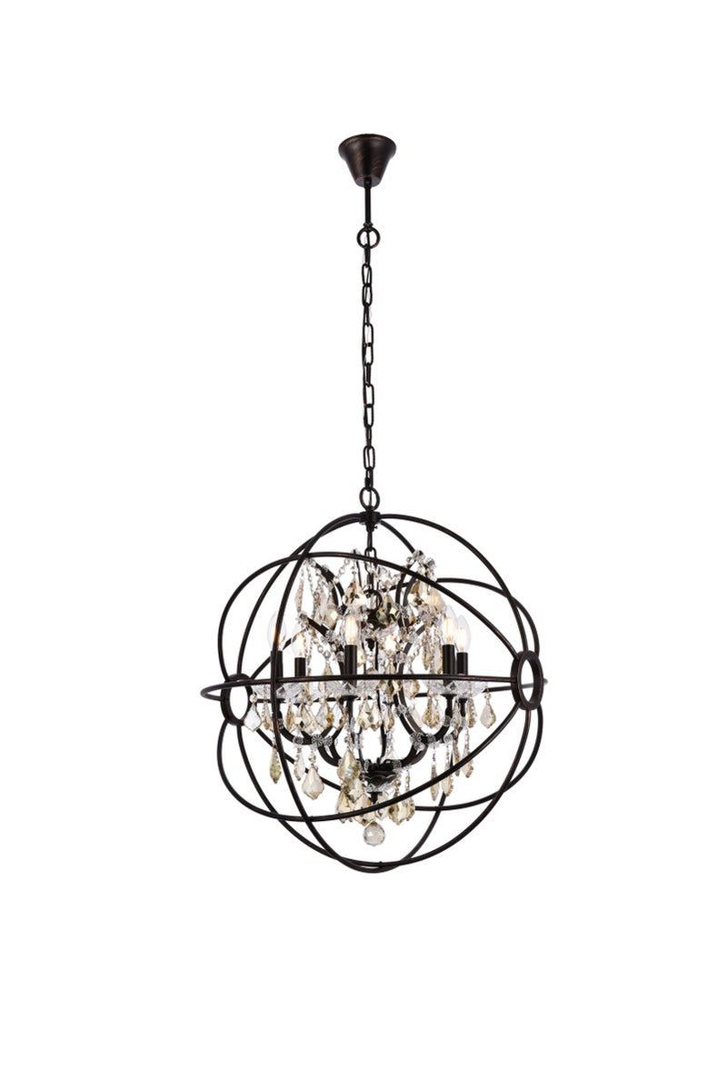 Elegant Lighting 1130D25DB-GT/RC Six Light Chandelier, Dark Bronze