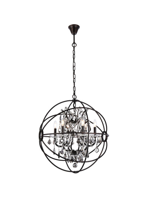 Elegant Lighting 1130D25DB-SS/RC Six Light Chandelier, Dark Bronze
