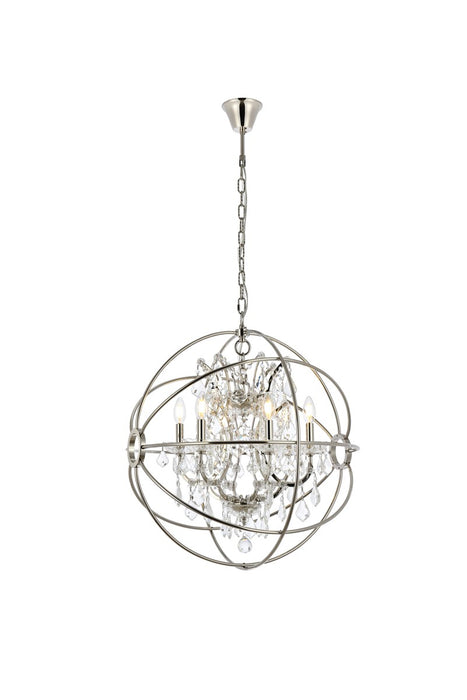 Elegant Lighting 1130D25PN/RC Six Light Chandelier, Polished Nickel