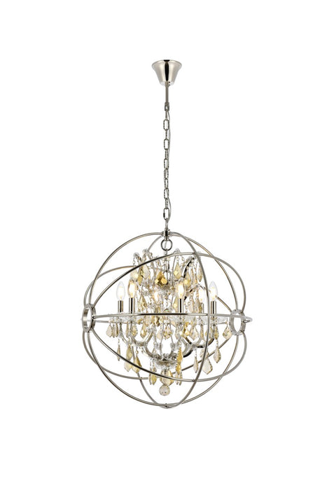 Elegant Lighting 1130D25PN-GT/RC Six Light Chandelier, Polished Nickel