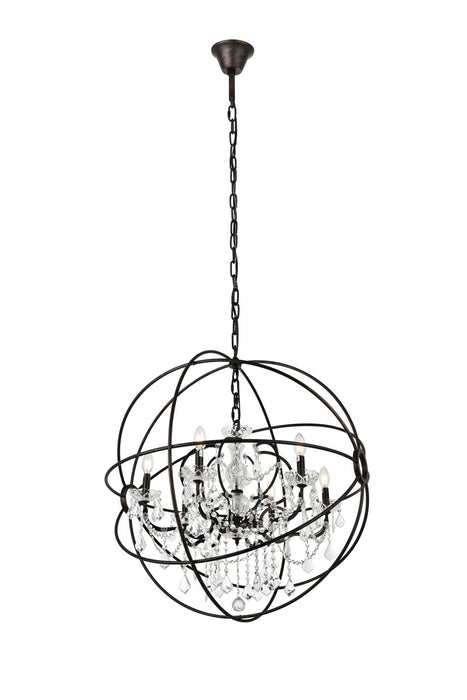 Elegant Lighting 1130D32DB/RC Six Light Chandelier, Dark Bronze