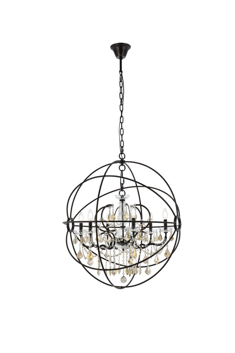 Elegant Lighting 1130D32DB-GT/RC Six Light Chandelier, Dark Bronze