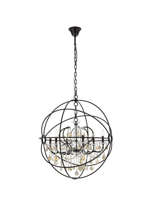 Elegant Lighting 1130D32DB-GT/RC Six Light Chandelier, Dark Bronze