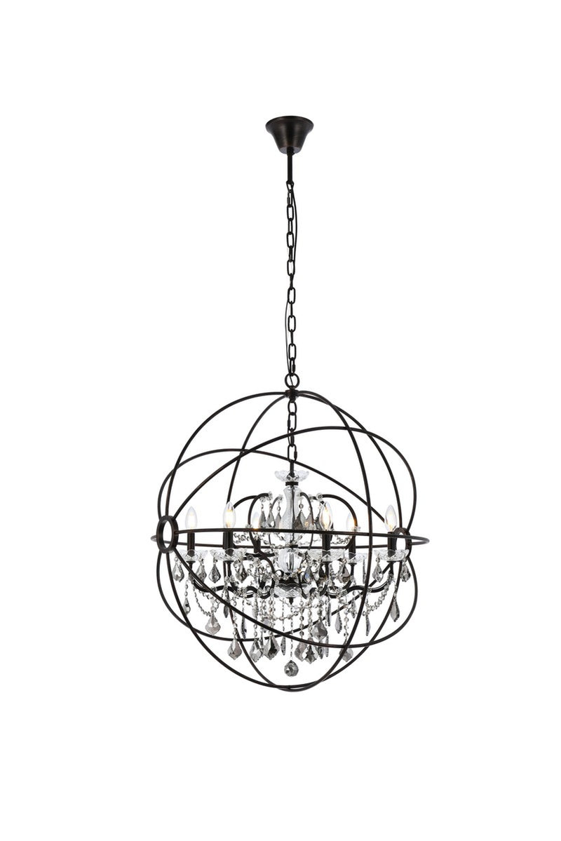 Elegant Lighting 1130D32DB-SS/RC Six Light Chandelier, Dark Bronze