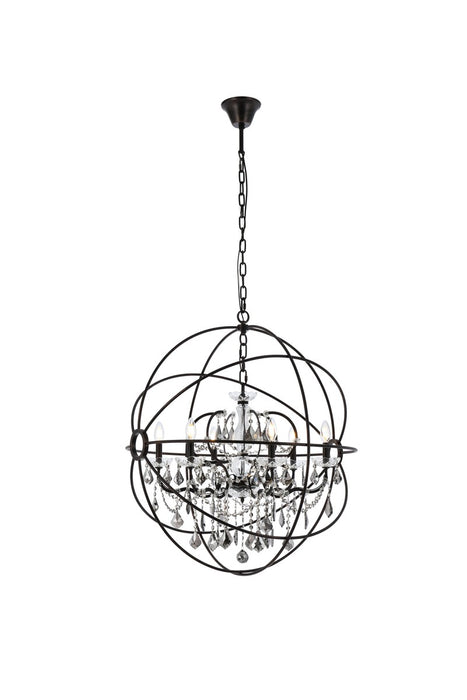 Elegant Lighting 1130D32DB-SS/RC Six Light Chandelier, Dark Bronze