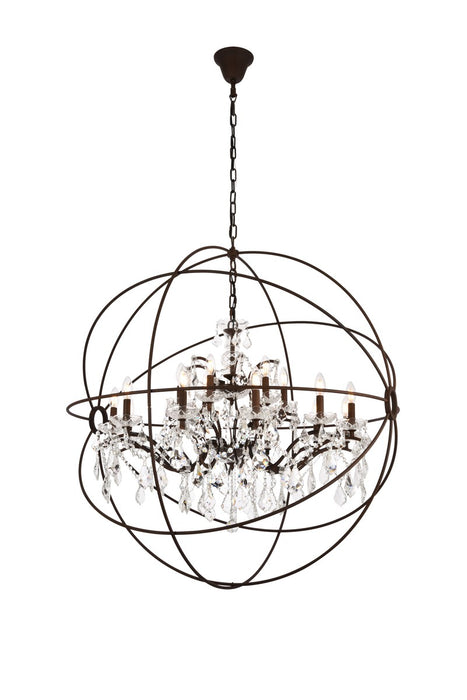 Elegant Lighting 1130G43RI/RC 18 Light Chandelier, Rustic Intent