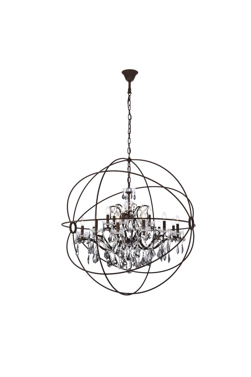 Elegant Lighting 1130G43RI-SS/RC 18 Light Chandelier, Rustic Intent