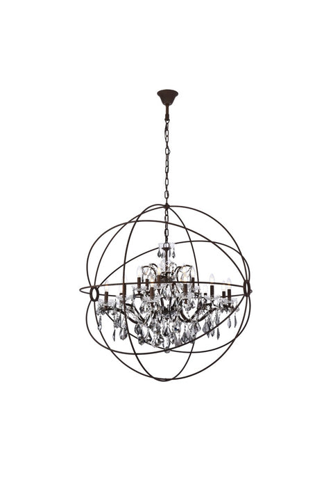 Elegant Lighting 1130G43RI-SS/RC 18 Light Chandelier, Rustic Intent