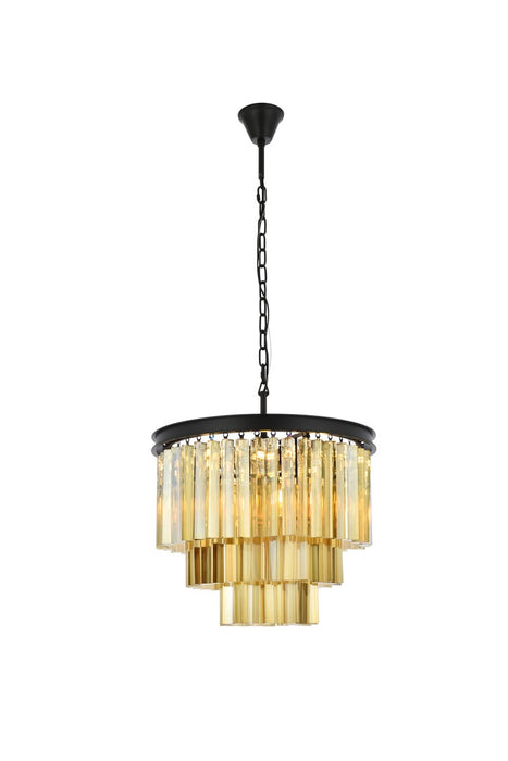 Elegant Lighting 1201D20MB-GT/RC Nine Light Chandelier, Matte Black