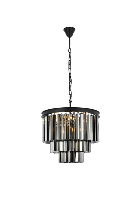 Elegant Lighting 1201D20MB-SS/RC Nine Light Chandelier, Matte Black