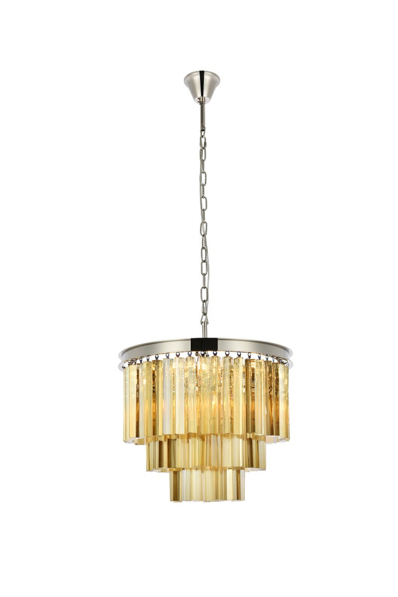 Elegant Lighting 1201D20PN-GT/RC Nine Light Chandelier, Polished Nickel