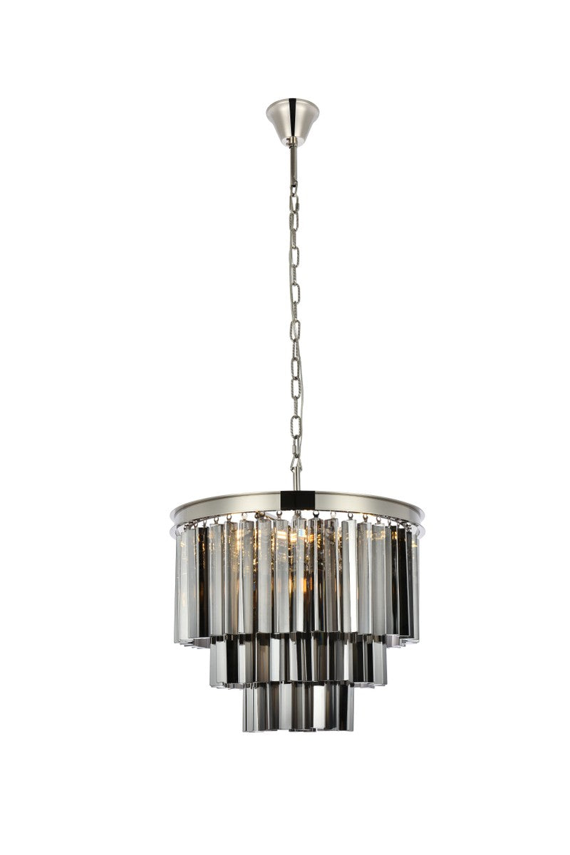 Elegant Lighting 1201D20PN-SS/RC Nine Light Chandelier, Polished Nickel