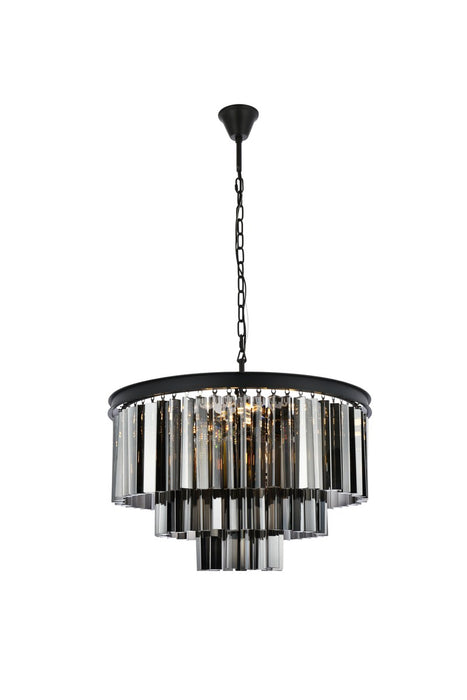 Elegant Lighting 1201D26MB-SS/RC Nine Light Chandelier, Matte Black