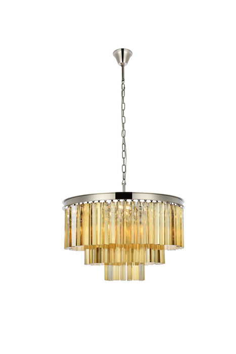 Elegant Lighting 1201D26PN-GT/RC Nine Light Chandelier, Polished Nickel