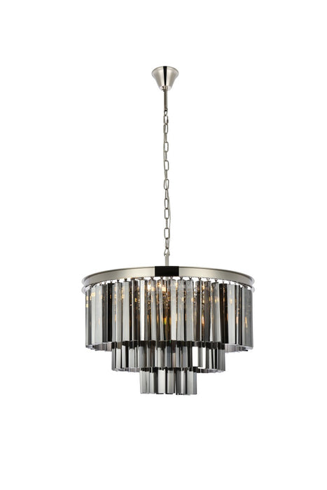 Elegant Lighting 1201D26PN-SS/RC Nine Light Chandelier, Polished Nickel