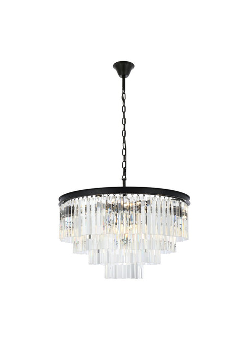 Elegant Lighting 1201D32MB/RC 17 Light Chandelier, Matte Black
