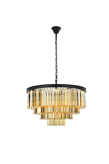 Elegant Lighting 1201D32MB-GT/RC 17 Light Chandelier, Matte Black