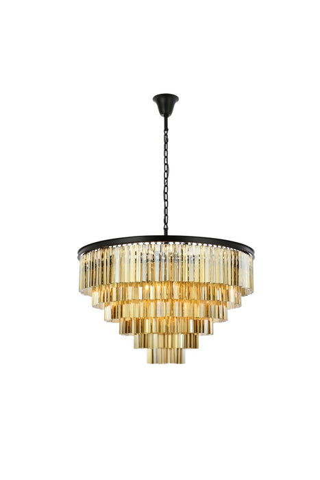 Elegant Lighting 1201D44MB-GT/RC 33 Light Chandelier, Matte Black