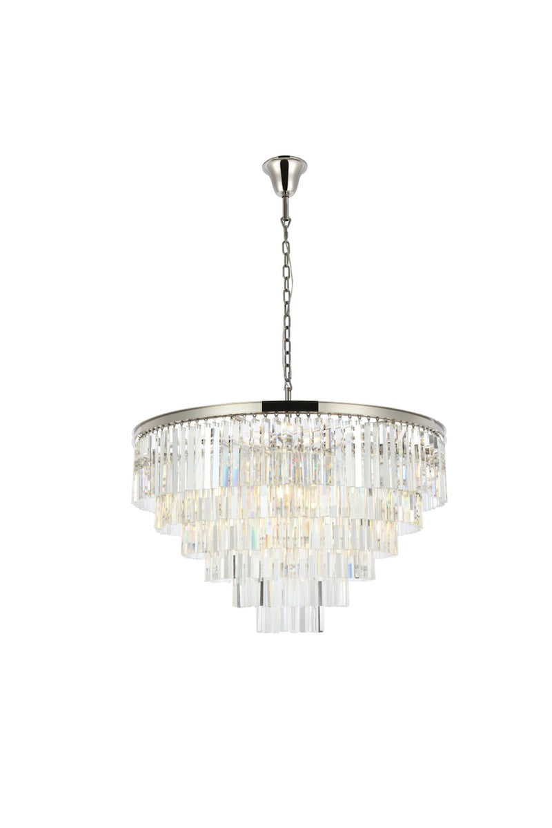 Elegant Lighting 1201D44PN/RC 33 Light Chandelier, Polished Nickel