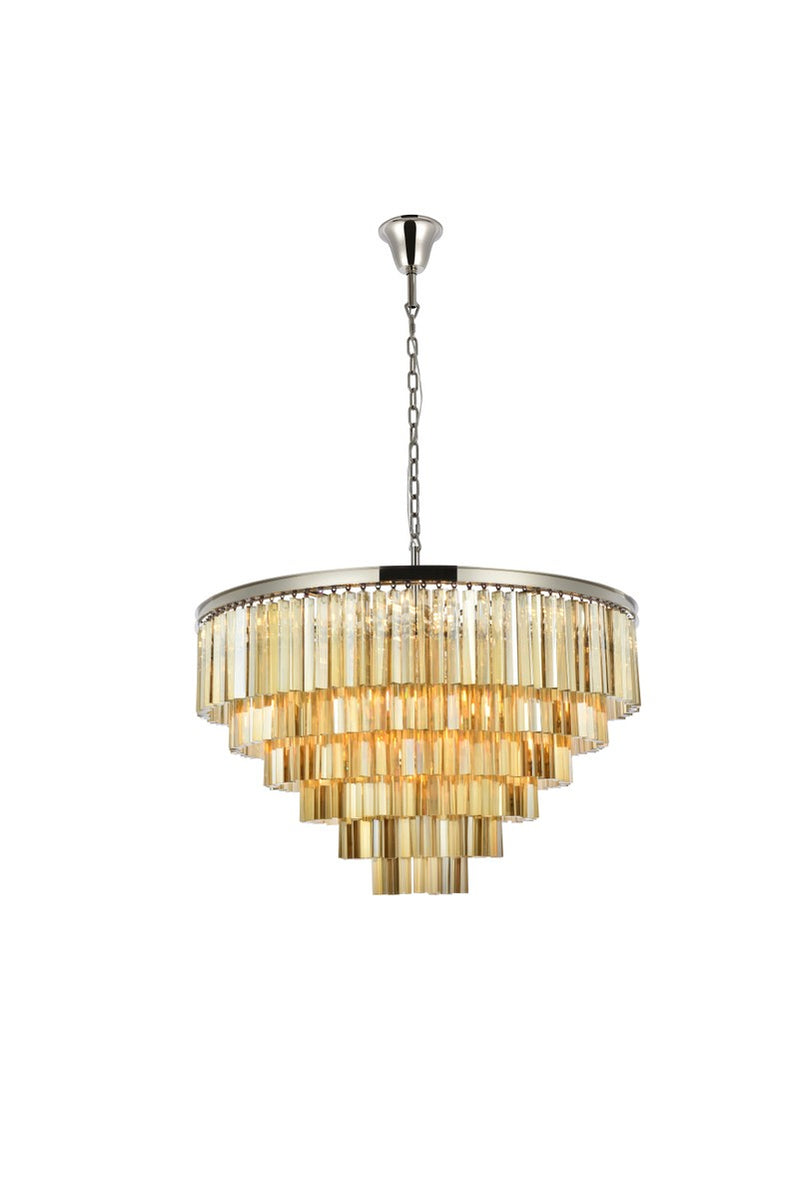 Elegant Lighting 1201D44PN-GT/RC 33 Light Chandelier, Polished Nickel